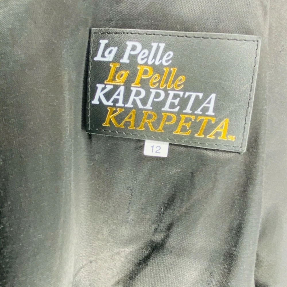 La Pelle Karpeta Moto Red Leather Jacket Coat Sz 12 - Picture 8 of 8
